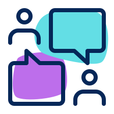 Cartoon people with speech bubbles